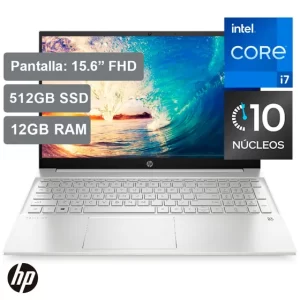 Laptop HP Pavilion de 15.6, modelo 15-EG2506LA, Intel Core i7-1255U (12va Gen), 10 núcleos, 12GB RAM, disco sólido de 512GB